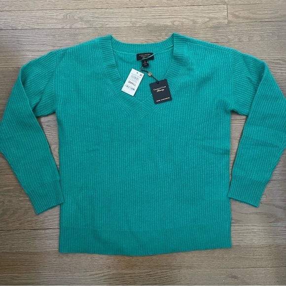 NWT Charter Club 100% Cashmere Green Pullover Sweater - Picture 6 of 9